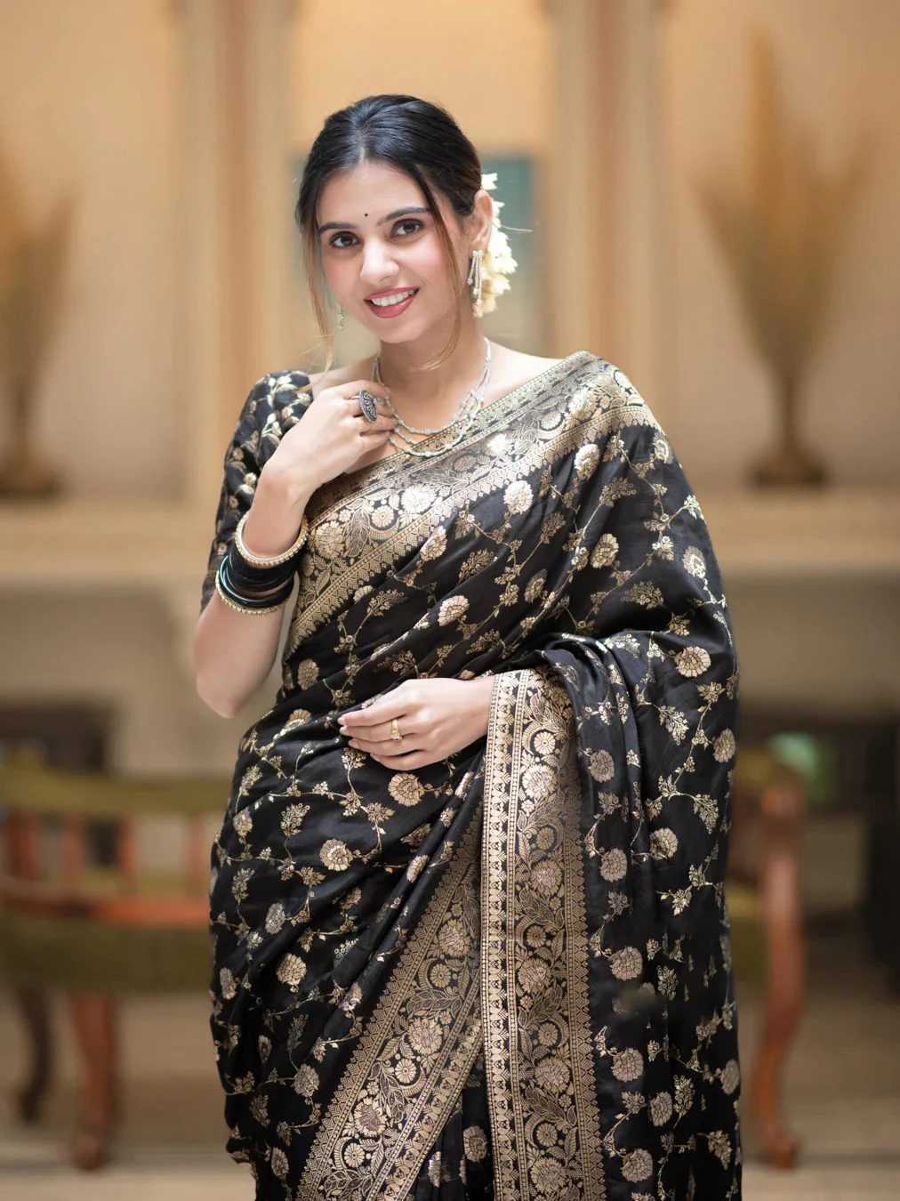 Forest Green Pure Silk Saree